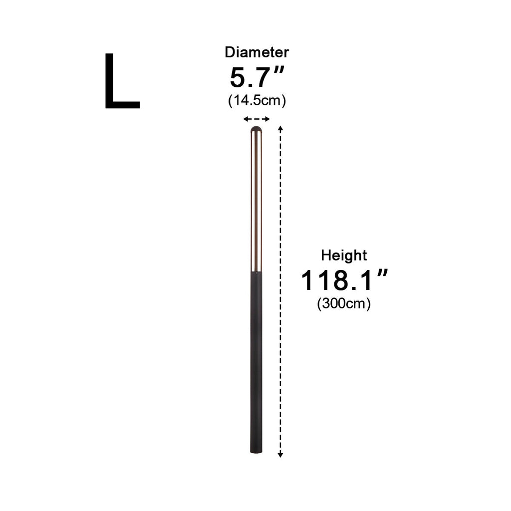 Modern Black Cylinder Waterproof LED Outdoor Path Post Light Street Lighting