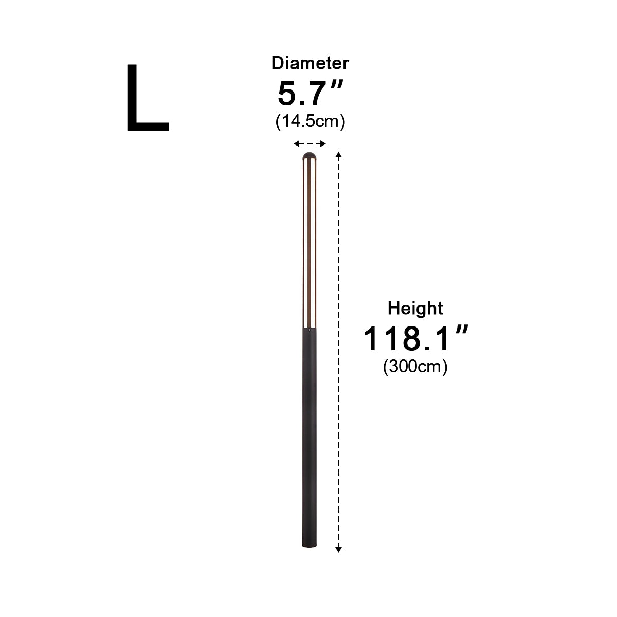 Modern Black Cylinder Waterproof LED Outdoor Path Post Light Street Lighting