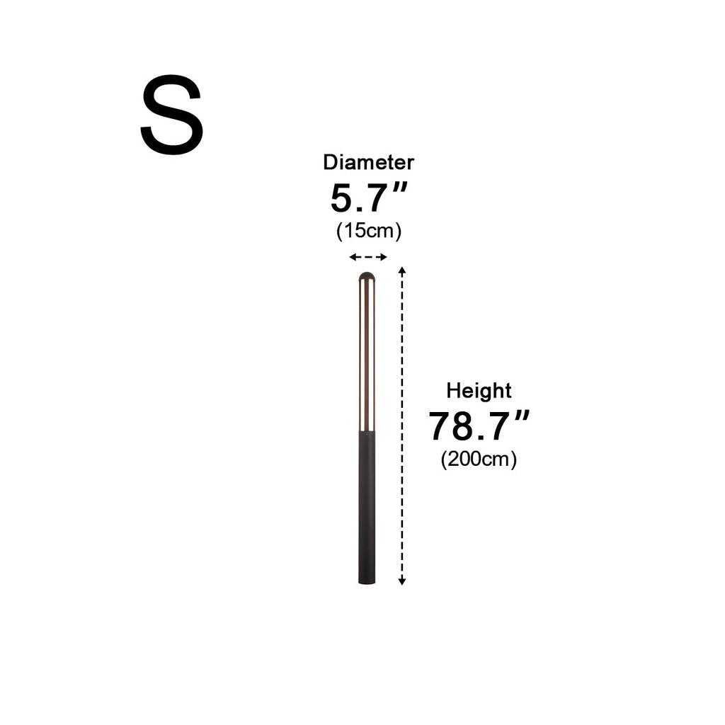 Modern Black Cylinder Waterproof LED Outdoor Path Post Light Street Lighting