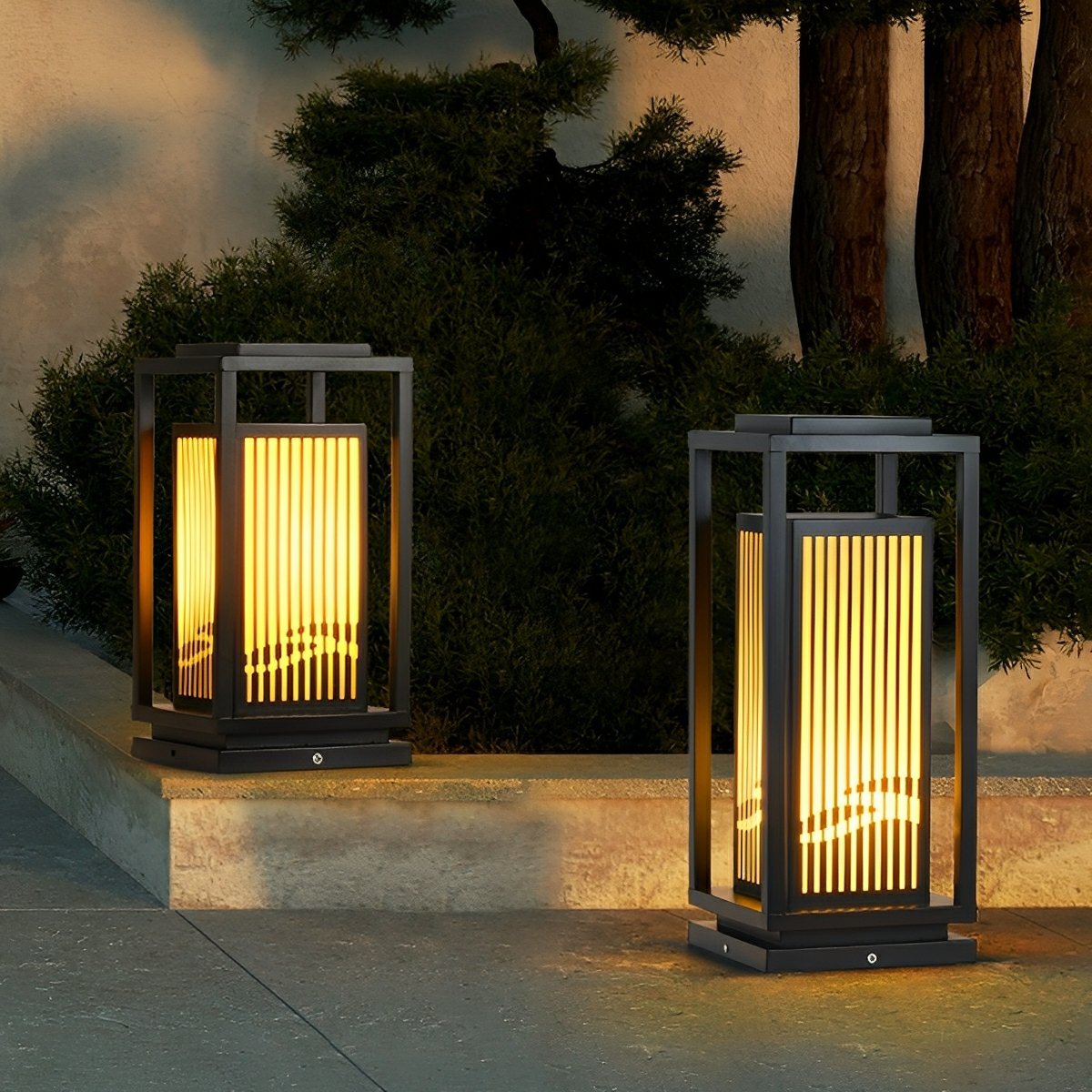 Minimalist Striped LED Black Modern Post Cap Light