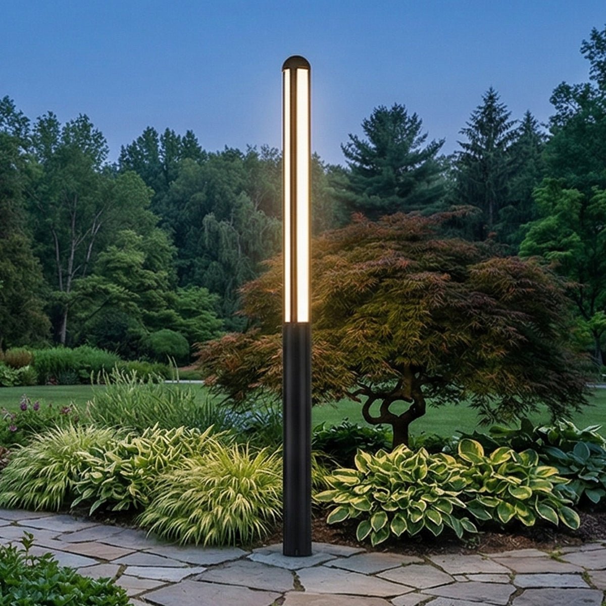 Modern Black Cylinder Waterproof LED Outdoor Path Post Light Street Lighting